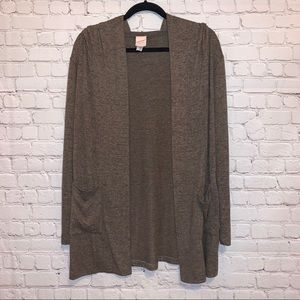 🇺🇸 Freeloader Brown Open Front Hooded Cardigan